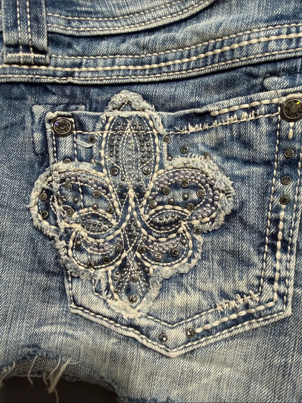 Miss Me Medium Blue Distressed Denim Cutoff Shorts